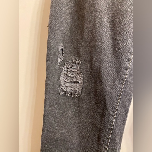 ASOS DESIGN Double Pleat Jeans In Washed Black With Rips 36 x 34 - Picture 9 of 10